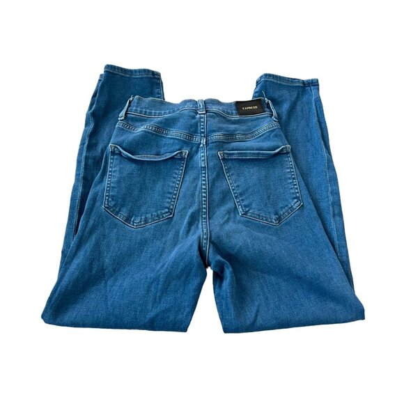 Express Denim - Express Jeans Womens Size 0 Mom Jean Super High Rise Stretch Medium Blue Denim